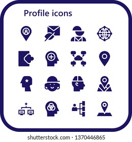 profile icon set. 16 filled profile icons.  Simple modern icons about  - Placeholder, Hidden, Mental disorder, Network, Login, Mind, Head, Avatar, Human
