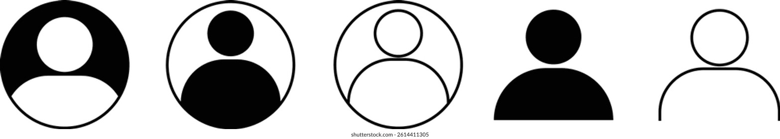 Profile icon set. Avatar or user symbol avatar account vector collection isolated on transparent background. Default social media profile photo symbol. Person symbol for social media, web or app.
