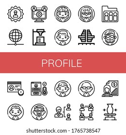 profile icon set. Collection of User, Network, Analyst, Woman, Man, Population, Group, Account, Login, Individual, Ceramic icons