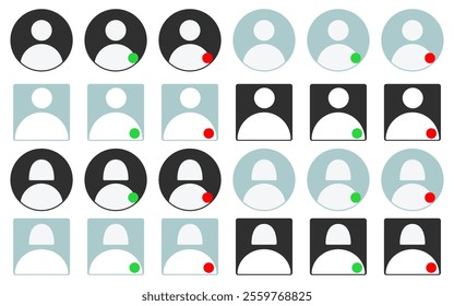 Profile icon set default avater icon collection online offline social account user dp symbol web app person id man women buttons