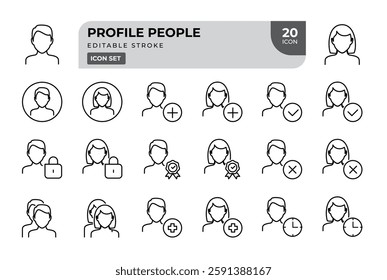 Profile Icon Set Depicting Various User Statuses and Actions