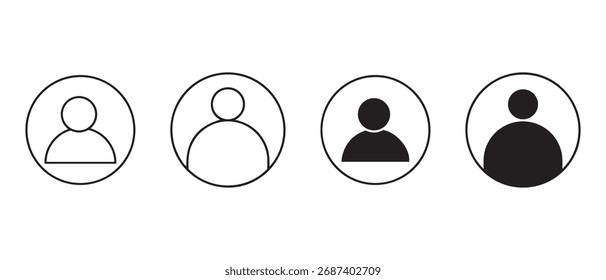 Profile icon set. of four in different styles on white background. Avatar account icon vector. Default social media profile photo symbol vector icon.