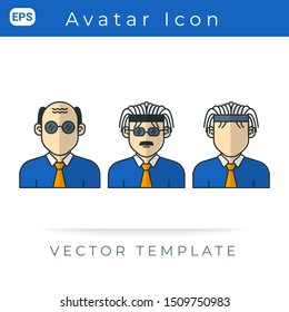profile icon Set People Avatar,  Vector Template, Man, User Person. Businessman