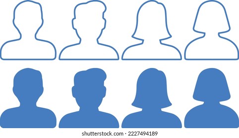 profile icon set, user sign-in profile avatar. User icon in flat style. User icon for the website. Icon for business card design