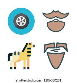 profile icon set. vector set about beard, zebra and tire icons set.
