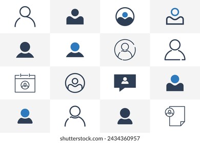 Profile Icon Set Vector. User Icon Bundle in Circle, Calendar, Message Icon, and Document Icon