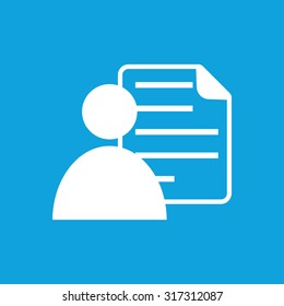 Profile icon, simple white image isolated on blue background