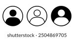 Profile Icon symbol, Black Outline User Icon, Account Profile, Avatar, Social Media Graphic elements, Member Pictogram, Application illustration, Vector stock in Minimal Style