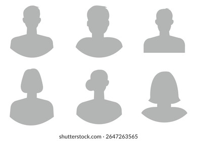 Profile Icon symbol, User Icon, Account Profile, Avatar, Social Media Graphic elements, Member Pictogram, Application illustration, Vector stock in Minimal Style. Person icon. Black and white filled. 