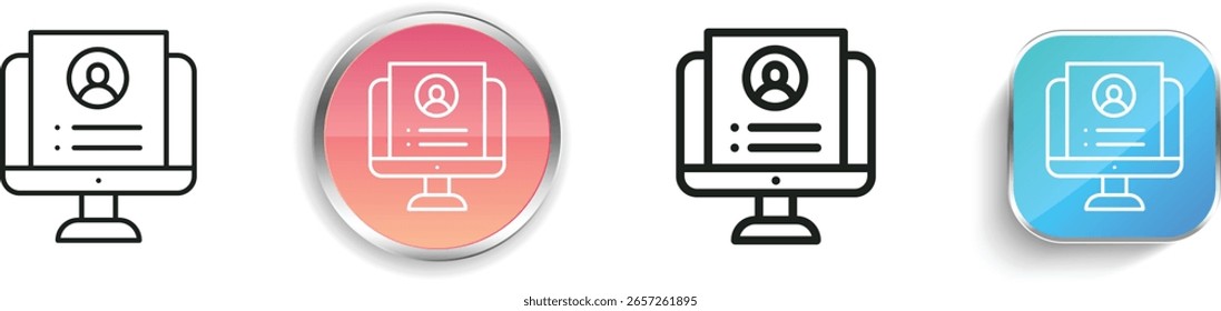 icono de perfil. Diseño de estilo lineal delgado, regular y de Botón aislado sobre fondo blanco