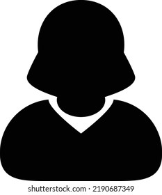 Símbolo de avatar de usuario femenino de icono de perfil para negocios en un pictograma de glifo de color plano