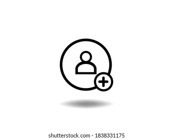 ilustración del vector de iconos de perfil. Símbolo de línea de usuario. signo de hombre, emblema aislado en fondo blanco con sombra, Estilo plano para diseño gráfico y web, logotipo. Pictograma negro EPS10.