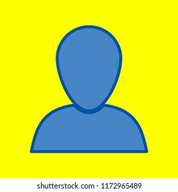 Profile Icon. Vector. Office style blue icon at yellow background.