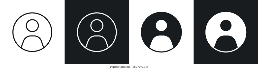 ícone de perfil ícone de vetor definir estilo preto preenchido e contornado.