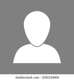 Profile Icon. Vector. White icon on medium gray background. Isolated.