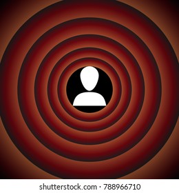 Profile Icon. Vector. White icon on black circle in gradient rings.