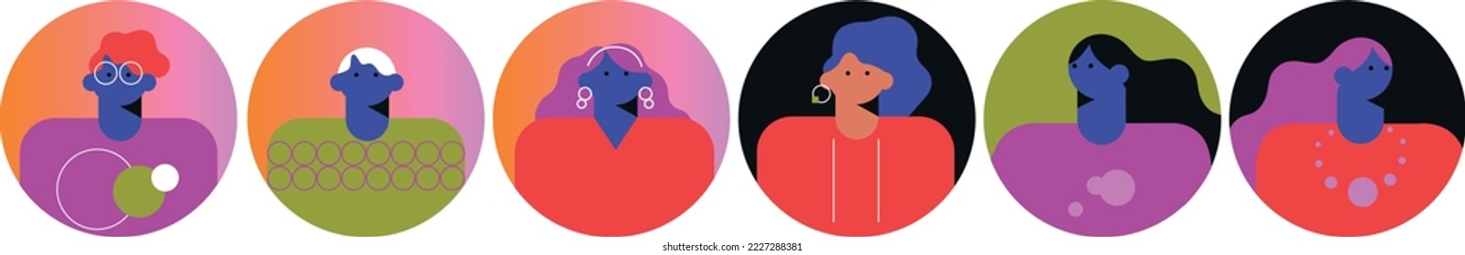 Profile icons man and woman. People avatars. Icons for games, online communities, web forums. Vector illustration in flat cartoon style