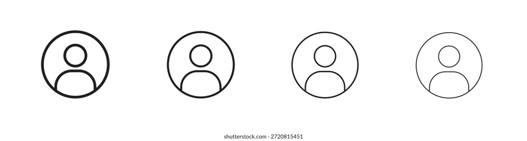 Iconos de Perfil delinean el diseño de Vector negro. Línea con trazo editable.