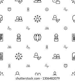 profile icons pattern seamless white background. Included editable outline user surrounded by stars, group, woman consultant with case icons. profile icons for web and mobile.