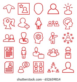 Profile icons set. set of 25 profile outline icons such as goat, face, man, man and woman, woman face with flower in hair, businessman, resume, worker, add friend, human brain