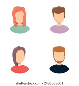 Profil-Symbole setzen Cartoon-Vektorgrafik. Verschiedene männliche und weibliche Avatar. Anonymer, gesichtsloser Charakter