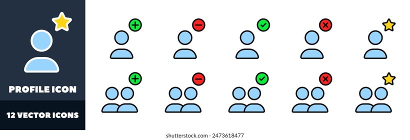 Profile icons set. Flat style. Vector icons