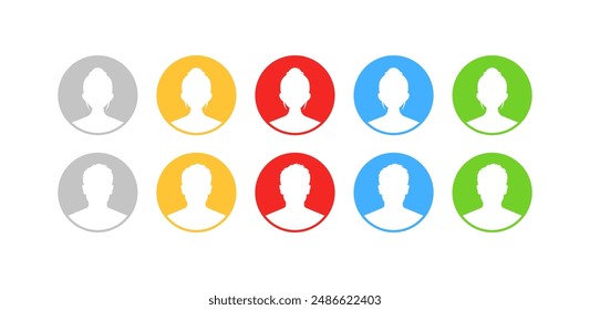 Profile icons set. Flat style. Vector icons.