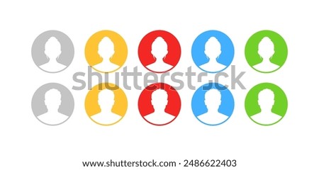 Profile icons set. Flat style. Vector icons.