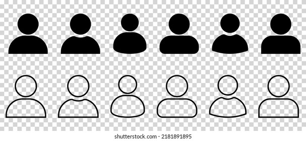Conjunto de iconos de perfil. Ilustración del vector aislada en fondo transparente