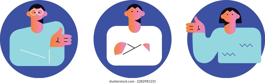 Profile icons woman. People avatars. Icons for games, online communities, web forums. Vector illustration in flat cartoon style	