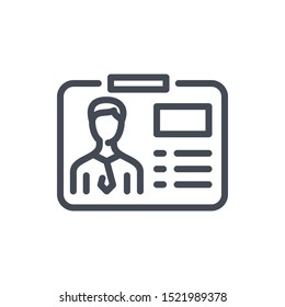 Profile ID card line icon. Male account identification card vector outline sign.