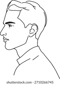 Profile illustration of a man's head, clean and minimalist line art