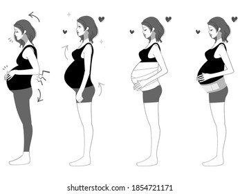 Profile illustration set of pregnant women