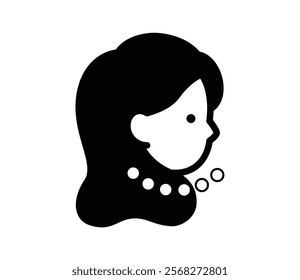 Profile illustration of a woman wearing a pearl necklace Vector