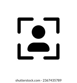Icono de ui de glifo negro de imagen de perfil. Medios sociales. Elemento de línea simple rellenado. Diseño de interfaz de usuario. Símbolo de silueta en el espacio blanco. Pictograma sólido para web, móvil. Ilustración vectorial aislada