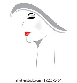 A profile image of an elegant lady is featured in a minimalist fashion and beauty illustration.