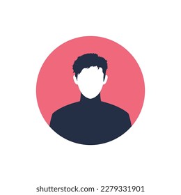 Profile image of man avatar for social networks with half circle. Fashion vector. Bright vector illustration in trendy style.