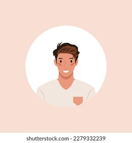 Profile image of man avatar for social networks with half circle. Fashion vector. Bright vector illustration in trendy style.