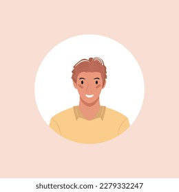 Profile image of man avatar for social networks with half circle. Fashion vector. Bright vector illustration in trendy style.