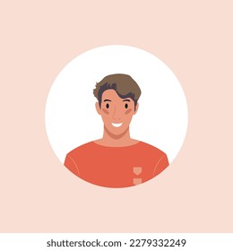 Profile image of man avatar for social networks with half circle. Fashion vector. Bright vector illustration in trendy style.