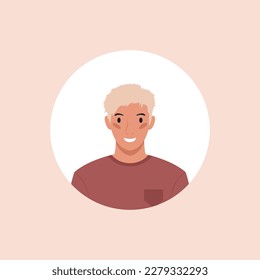 Profile image of man avatar for social networks with half circle. Fashion vector. Bright vector illustration in trendy style.
