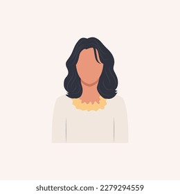 Profile image of woman avatar for social networks with half circle. Fashion vector. Bright vector illustration in trendy style.