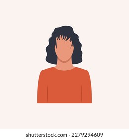 Profile image of woman avatar for social networks with half circle. Fashion vector. Bright vector illustration in trendy style.