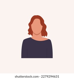 Profile image of woman avatar for social networks with half circle. Fashion vector. Bright vector illustration in trendy style.