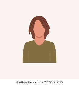Profile image of woman avatar for social networks with half circle. Fashion vector. Bright vector illustration in trendy style.