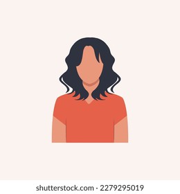 Profile image of woman avatar for social networks with half circle. Fashion vector. Bright vector illustration in trendy style.