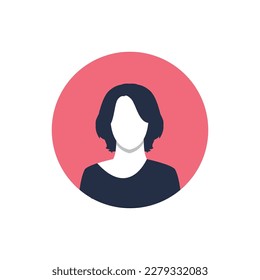 Profile image of woman avatar for social networks with half circle. Fashion vector. Bright vector illustration in trendy style.