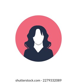 Profile image of woman avatar for social networks with half circle. Fashion vector. Bright vector illustration in trendy style.