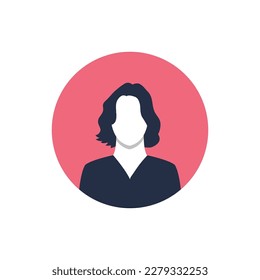 Profile image of woman avatar for social networks with half circle. Fashion vector. Bright vector illustration in trendy style.