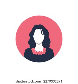 Profile image of woman avatar for social networks with half circle. Fashion vector. Bright vector illustration in trendy style.